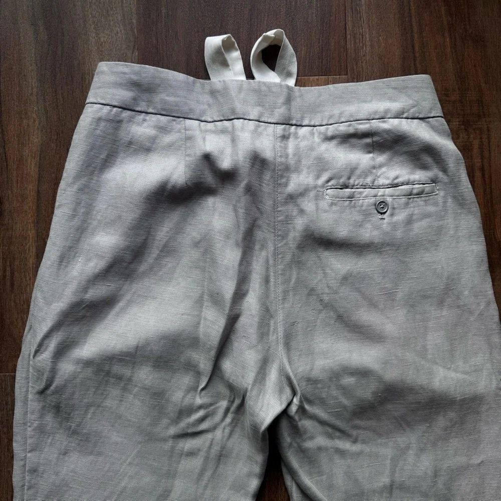 Wilfred Aritzia Linen Pants Sz: 2 Grey Drawstring Tapered Ankle Cropped Coastal - Picture 9 of 11